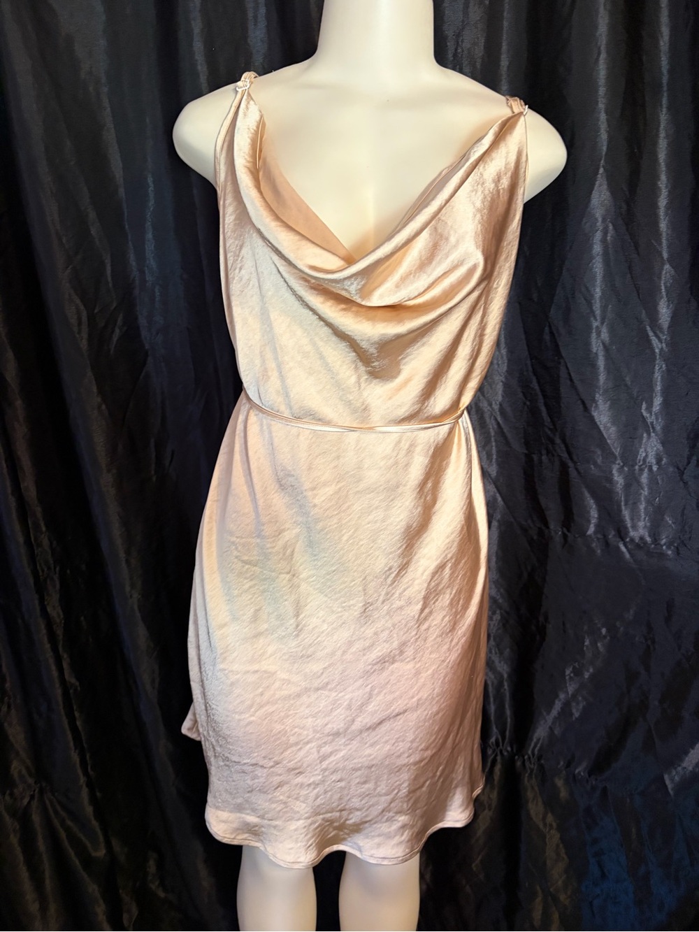 Motel Rocks Champagne-Pink Satin Cowl Mini Dress